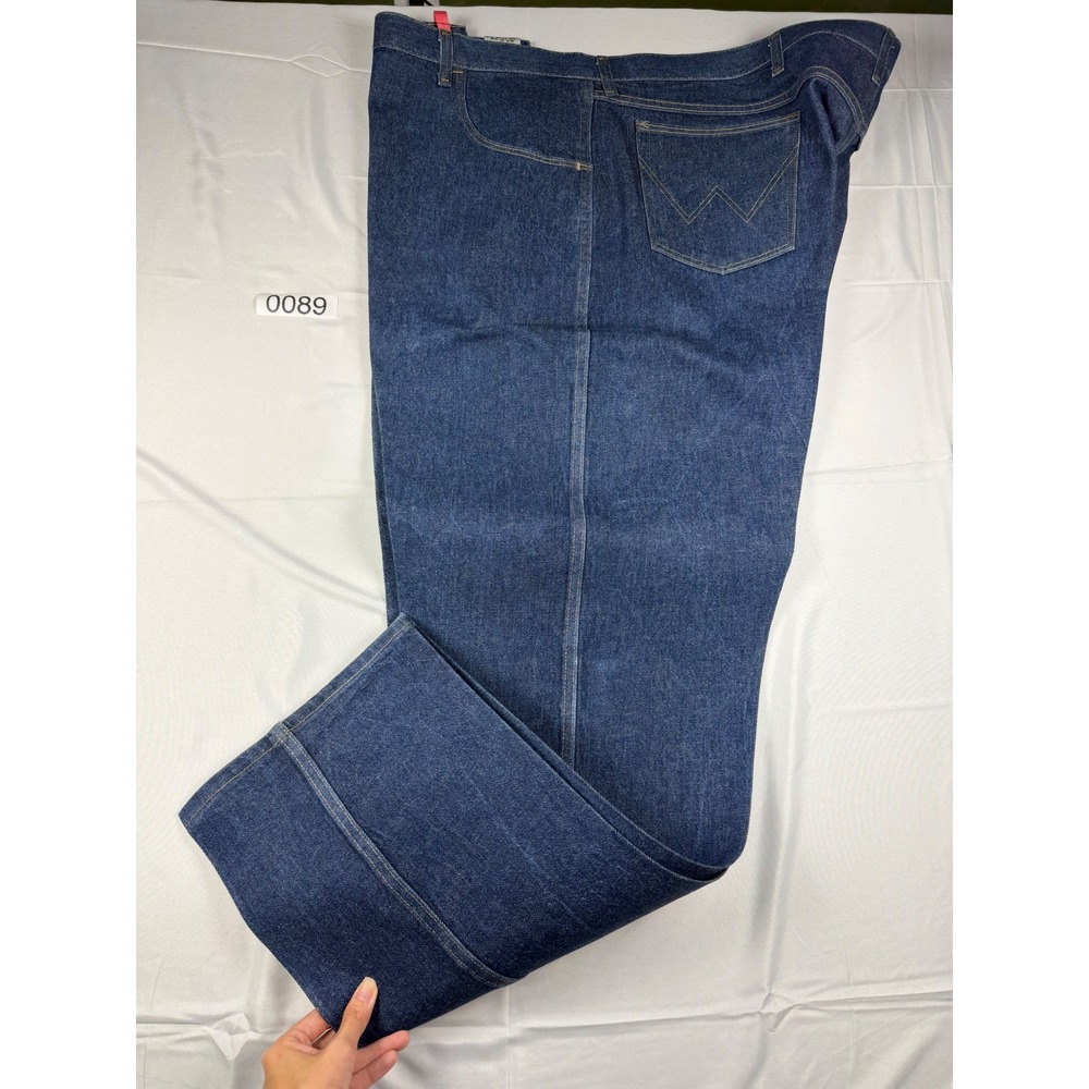 Wrangler Cowboy Cut Jeans Mens 52x32 Blue Starched Denim Straight Leg 35100DN